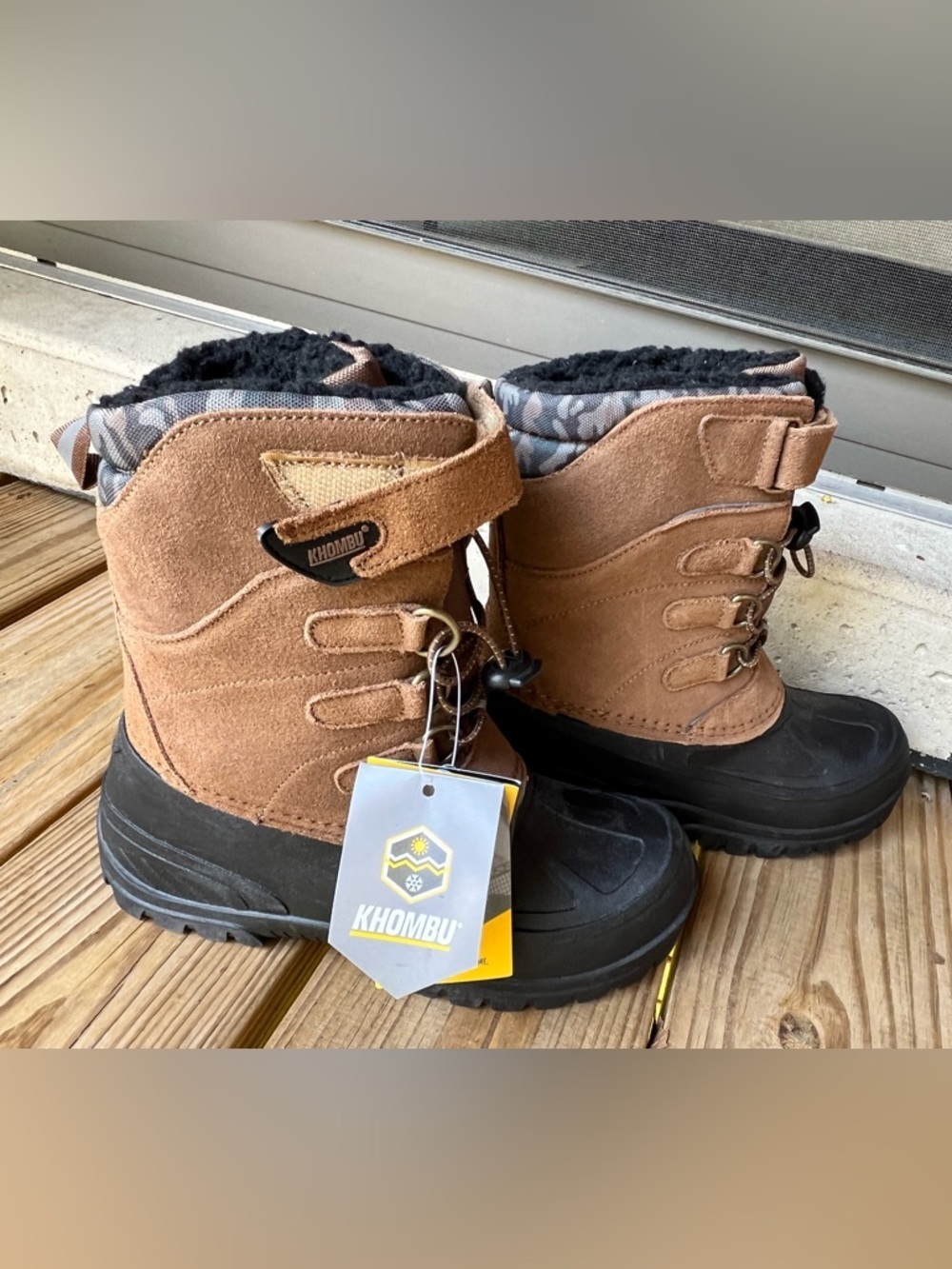 Khombu Unisex Kids Size 4 Rain Winter Brown Boots